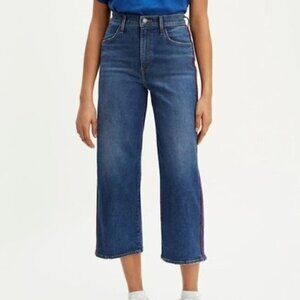NEW Levis Mile High Rise Wide Leg Cropped Jeans Size 28 Dark Wash